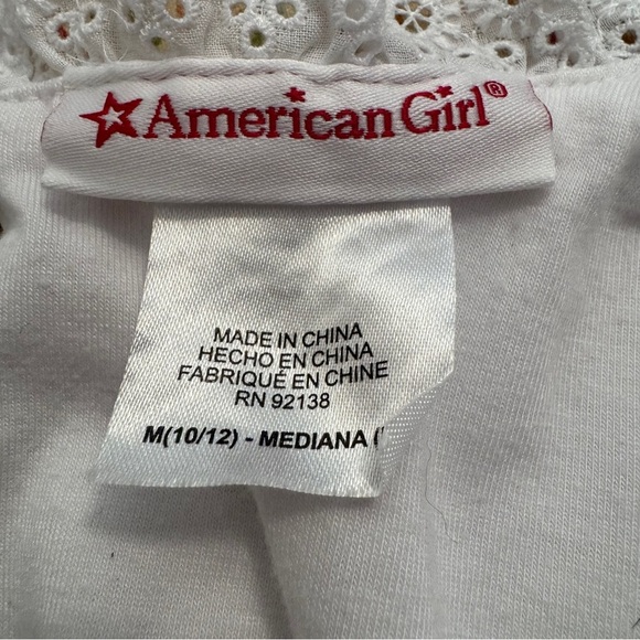 American Girl Rebecca Inspired White Pajama Top with Lace/Bow Detail Girls 10/12 - Picture 7 of 11